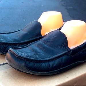 UGG Classic Black Leather Slip-Ons